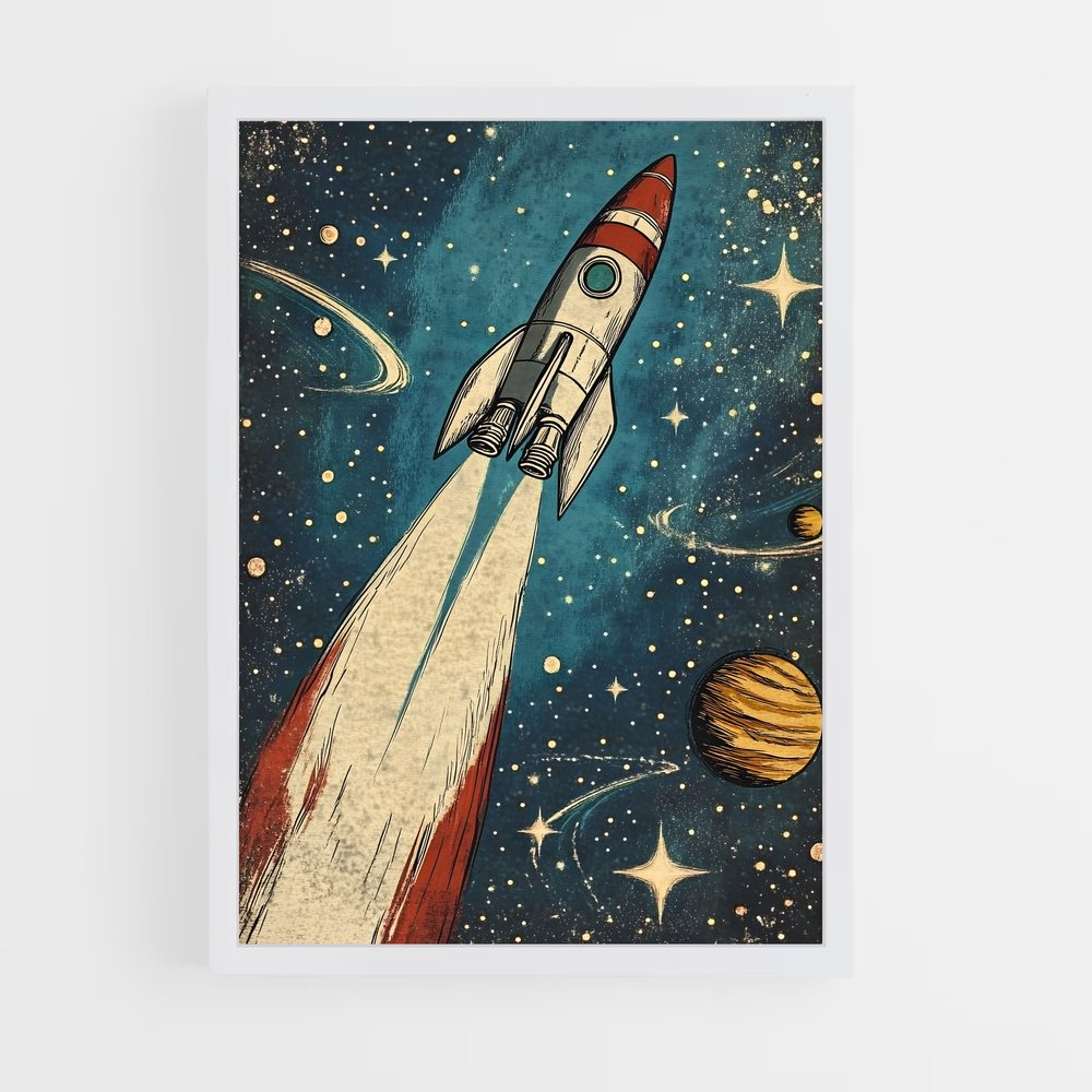 Poster Retro espace fascinant – affiche Espace rétro (vue 3)